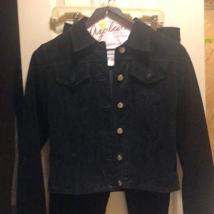 Totally 90’s!!! Flare suede black jeans with matching jacket -black.
